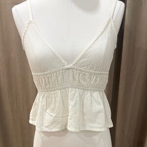 PrettyLittleThing White Ruffle Hem Top